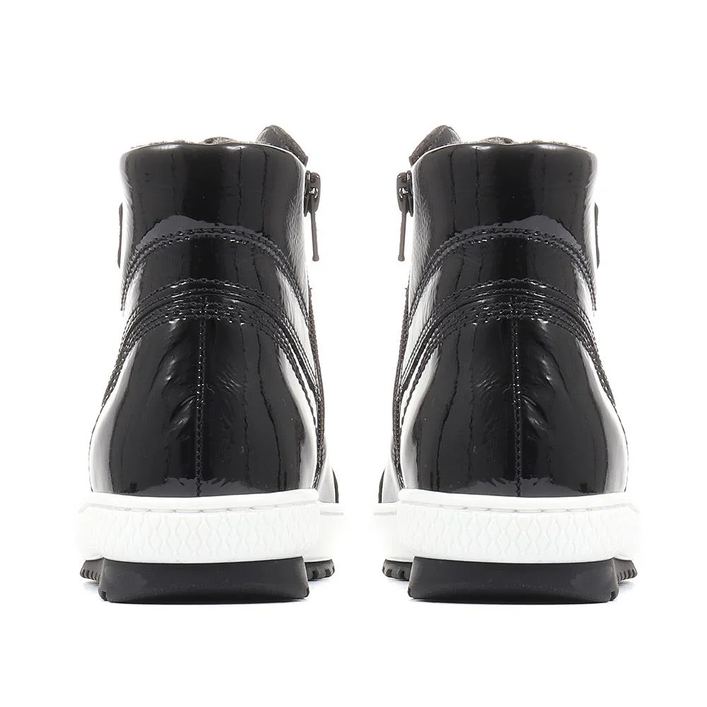 Bulner High Top Leather Trainers - GAB34515 / 320 630 - Black Patent - Image 3