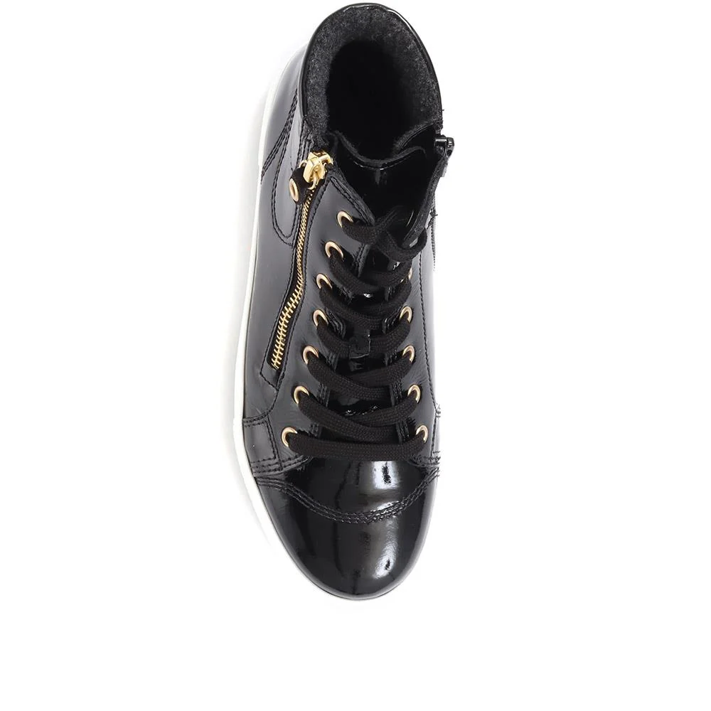 Bulner High Top Leather Trainers - GAB34515 / 320 630 - Black Patent - Image 4