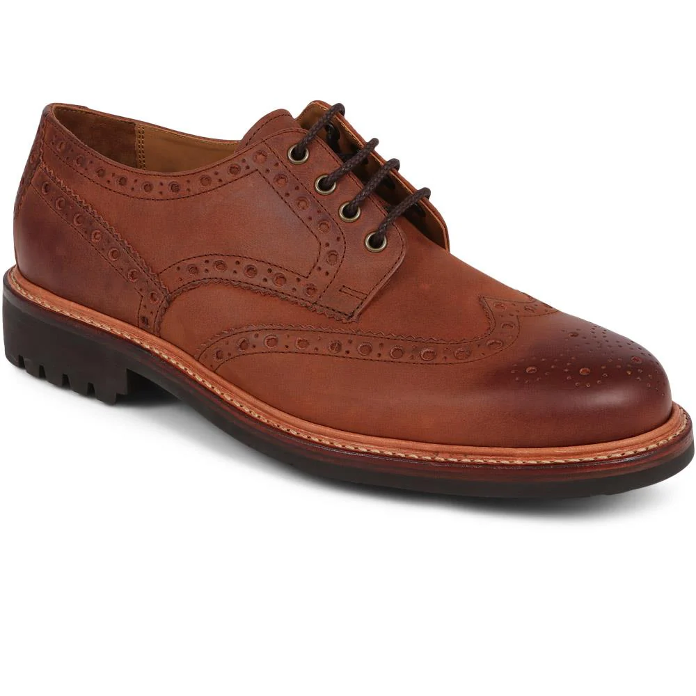 Bushwick Goodyear Welted Leather Brogues - BUSHWICK / 319 886 - Tan Nubuck - Image 2