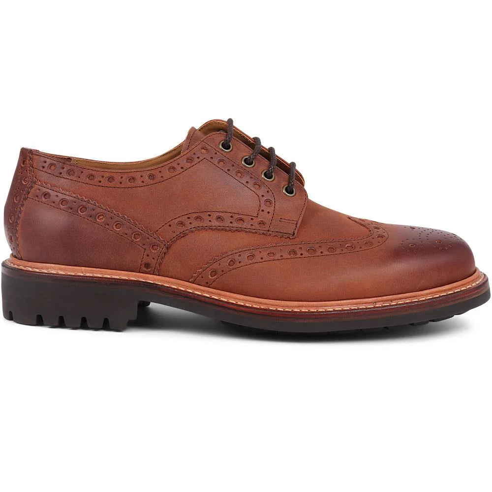 Bushwick Goodyear Welted Leather Brogues - BUSHWICK / 319 886 - Tan Nubuck - Image 3