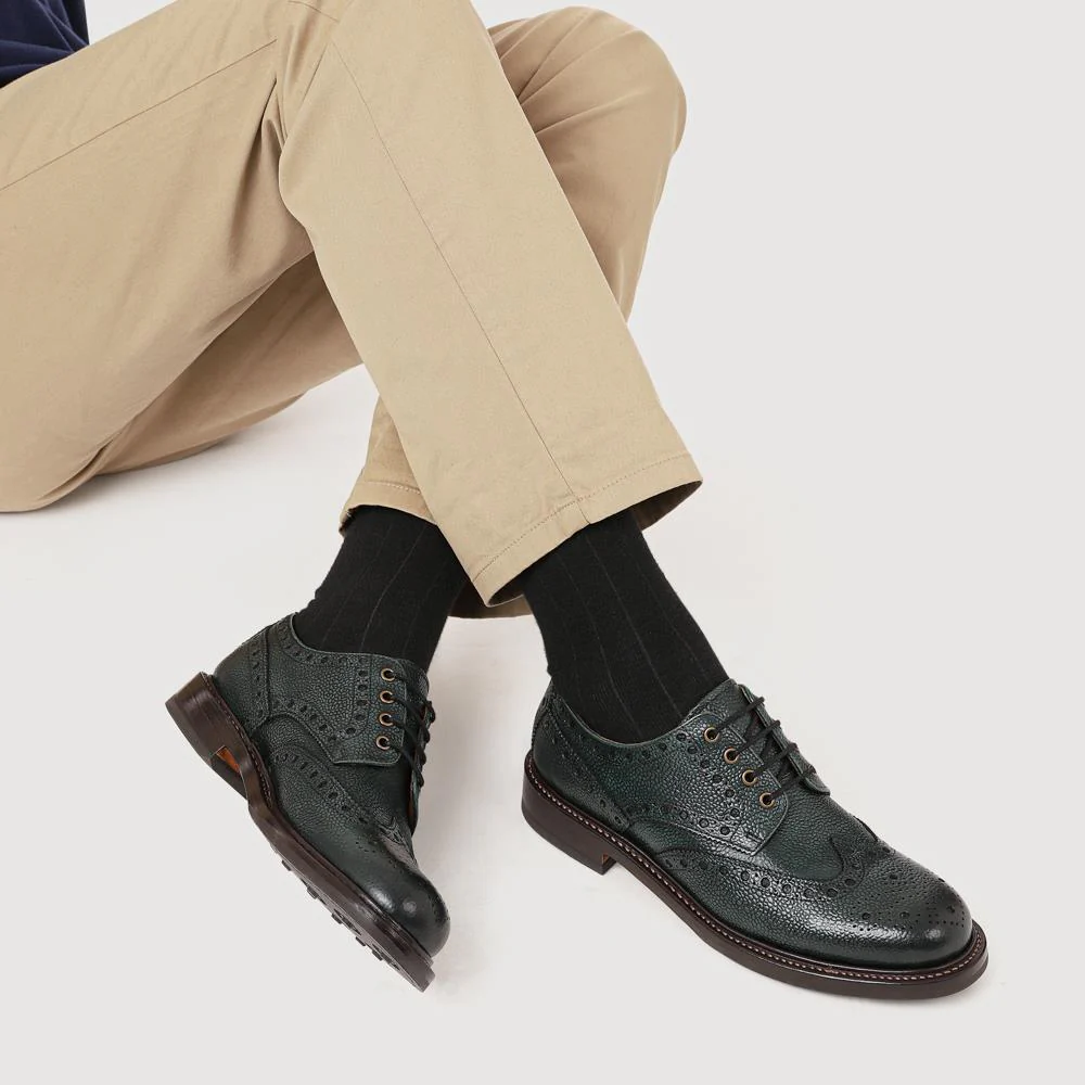 Bushwick1 Goodyear Welted Leather Brogues - BUSHWICK1 / null - Green Grain - Image 5