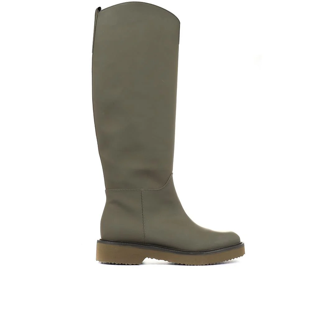 Cadee Leather Knee High Boots - CADEE / 321 287 - Khaki - Image 2