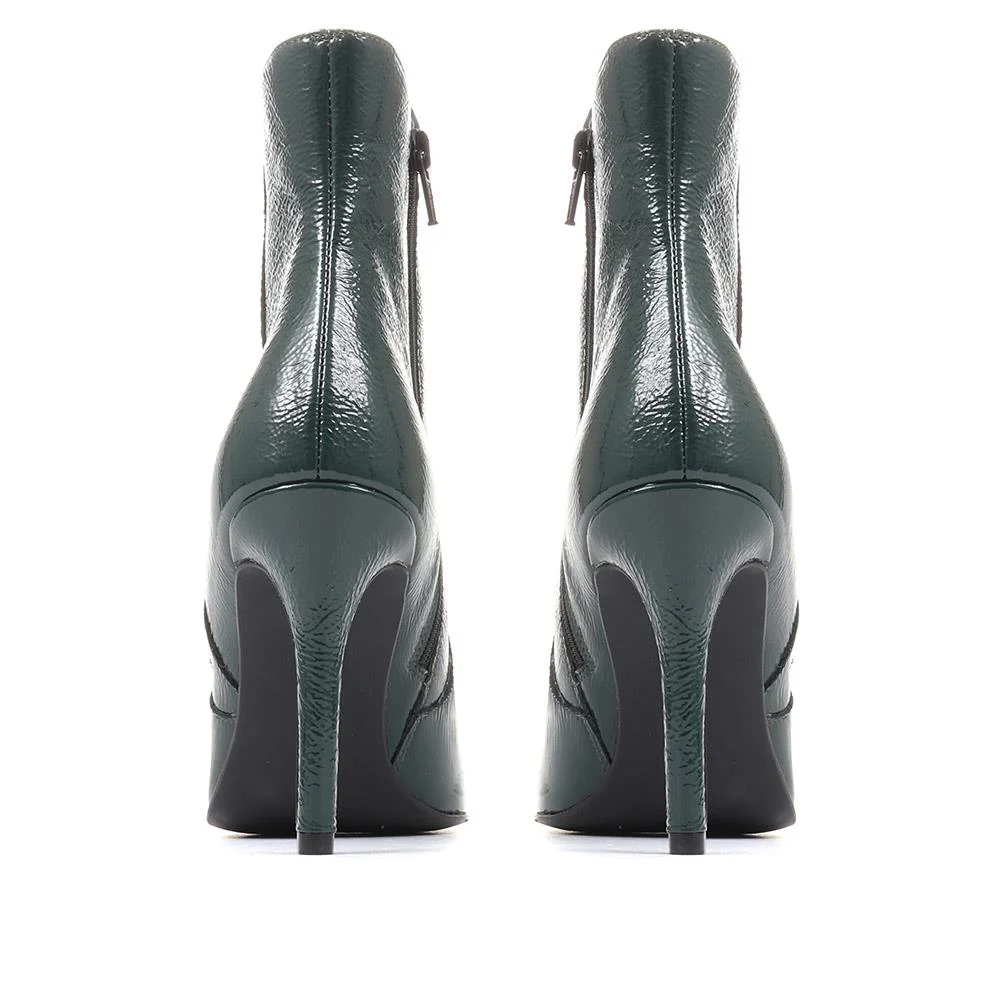 Cadence Heeled Leather Ankle Boots - CADENCE / 322 536 - Green - Image 3