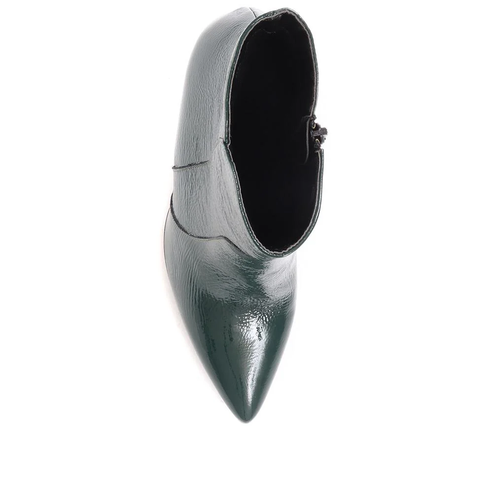 Cadence Heeled Leather Ankle Boots - CADENCE / 322 536 - Green - Image 4