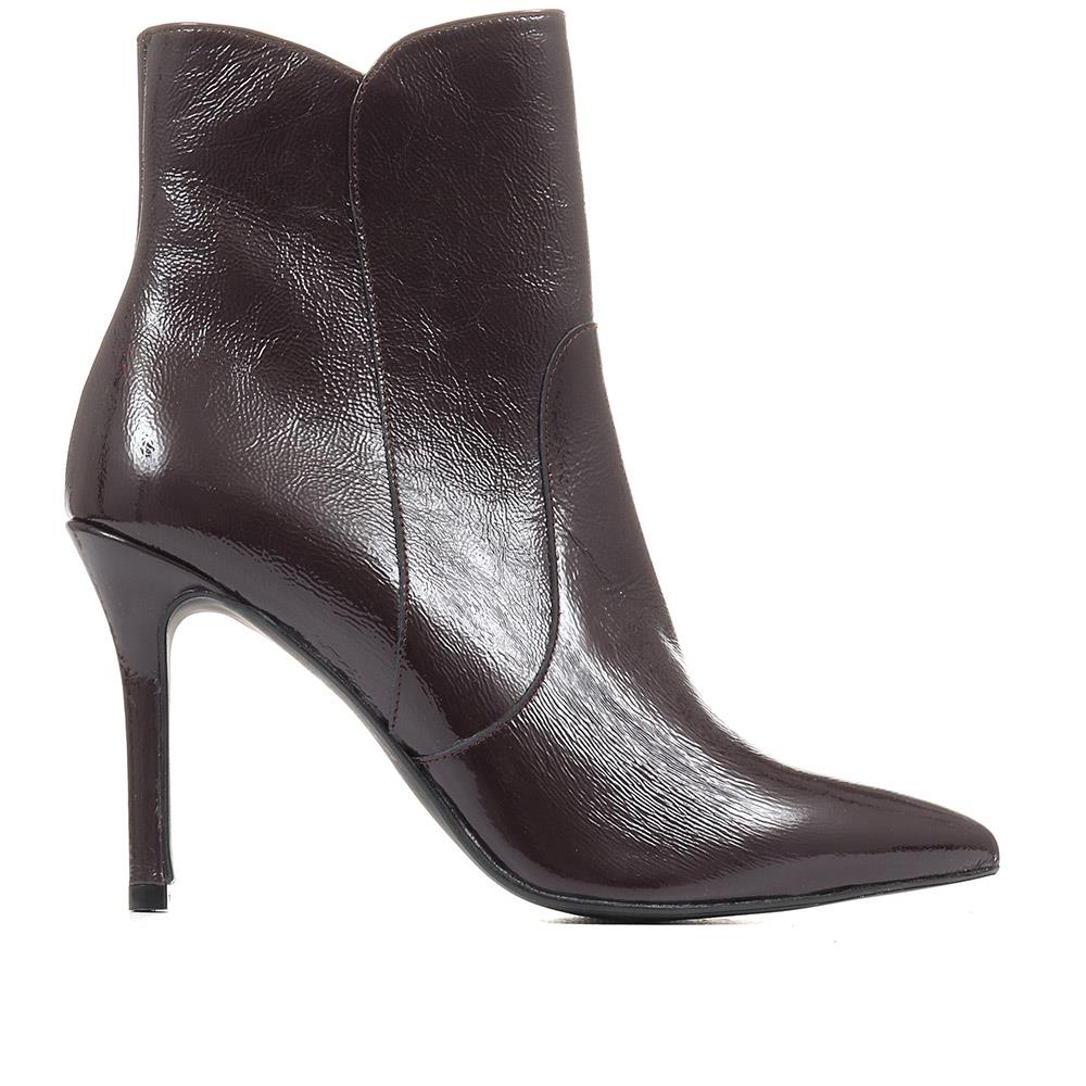 Cadence Heeled Leather Ankle Boots - CADENCE / 322 536 - Purple - Image 2