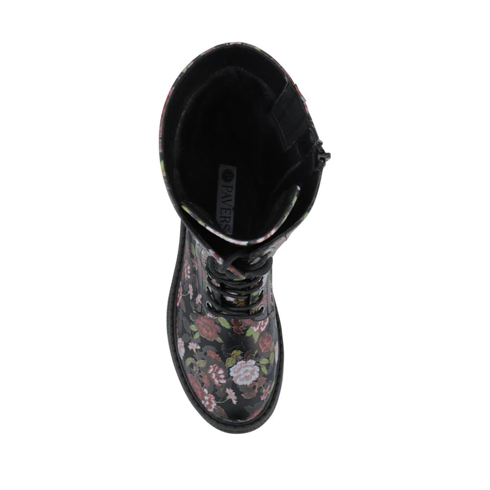 Calf-Length Boots With Inside Zip - SHINN42001 / 328 404 - Black Rose Floral - Image 4