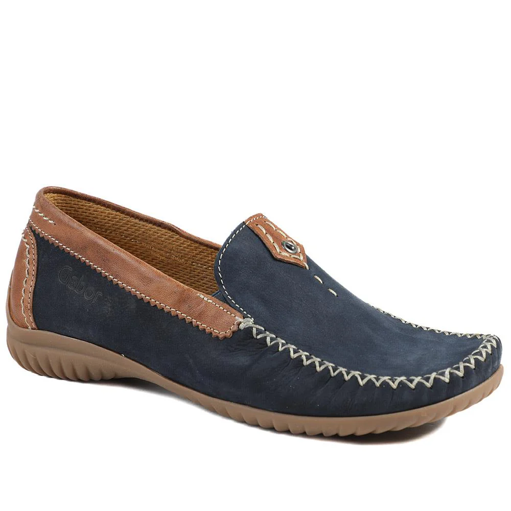 Leather Stitched-Detail Loafers - GAB41531 / 327 037
