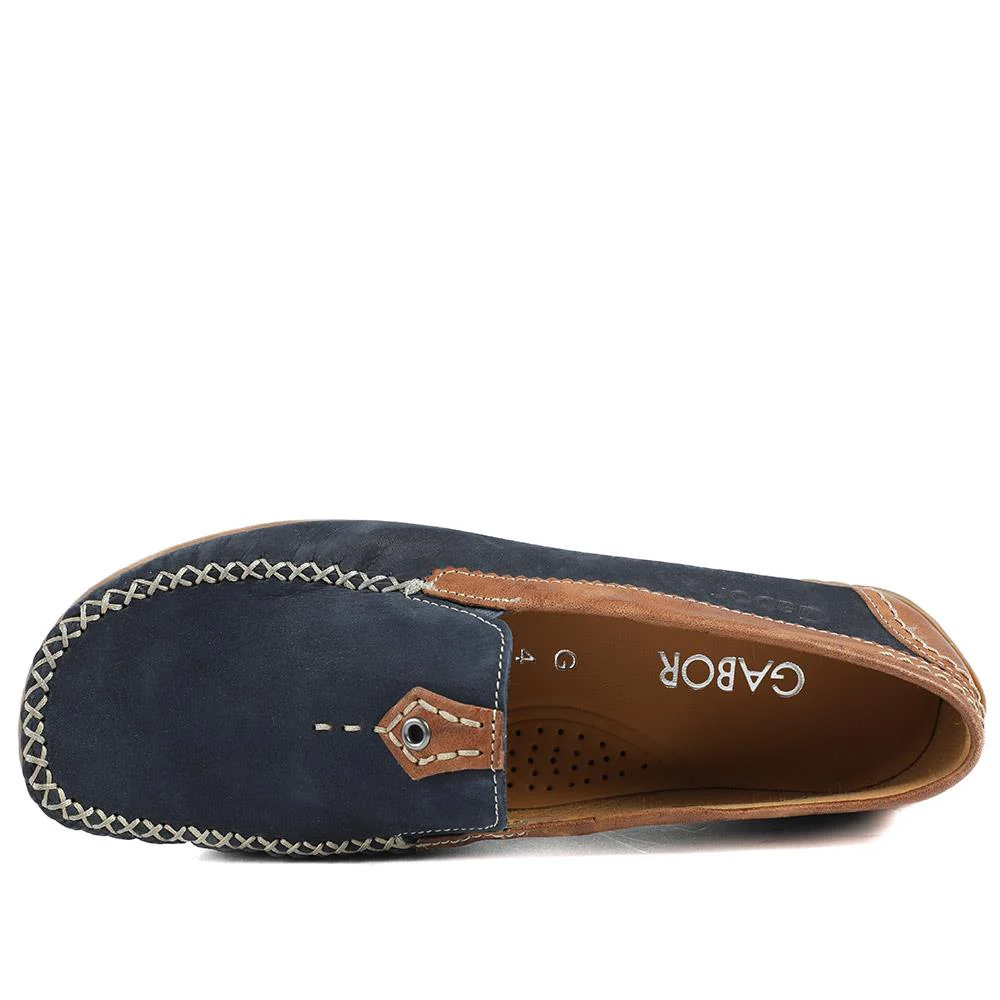California Gabor Leather Stitched-Detail Loafers - GAB41531 / 327 037 - Navy Tan - Image 5