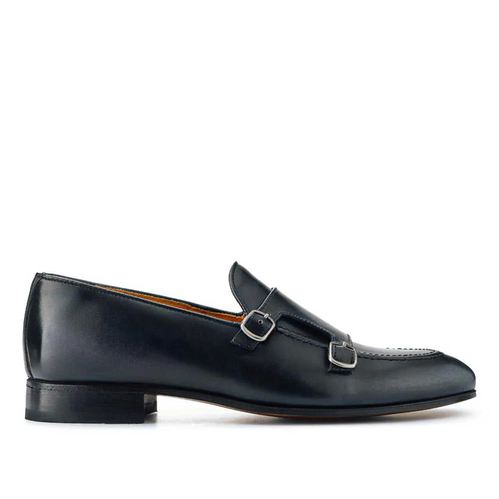 Callington Smart Leather Buckle Shoes - CALLINGTON / 327 355 - Navy - Image 2
