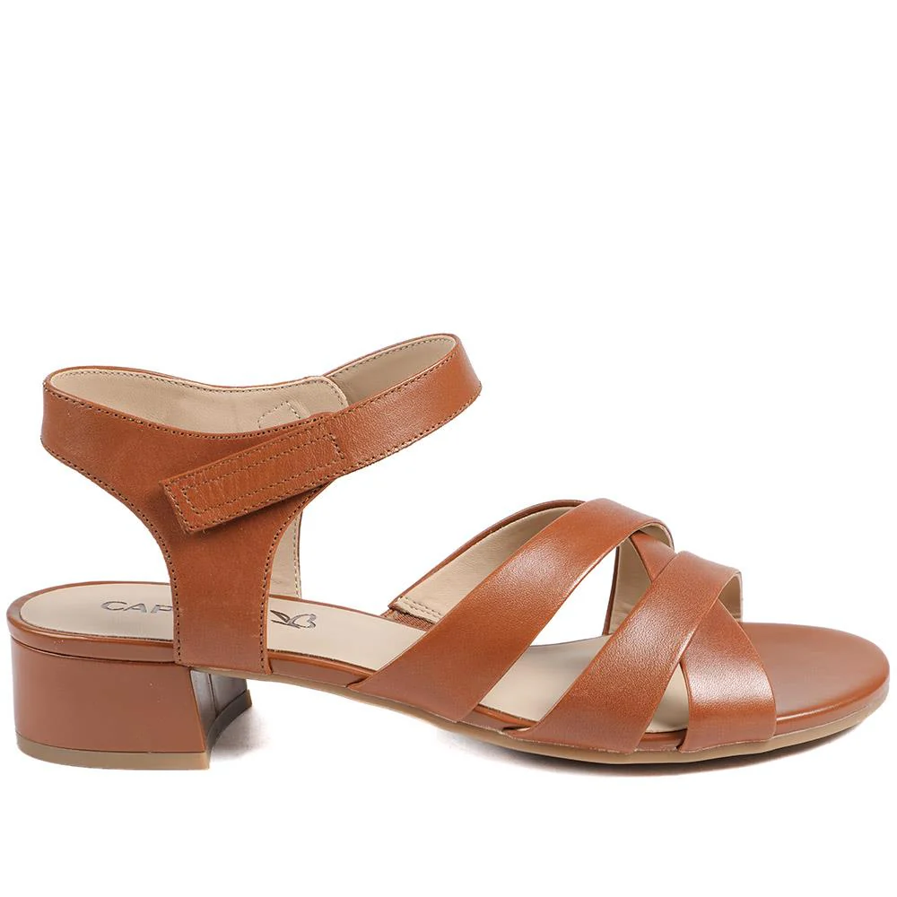 Caprice Leather Adjustable Fasten Heeled Sandals - CAPRI43503 / 328 756 - Cognac - Image 3