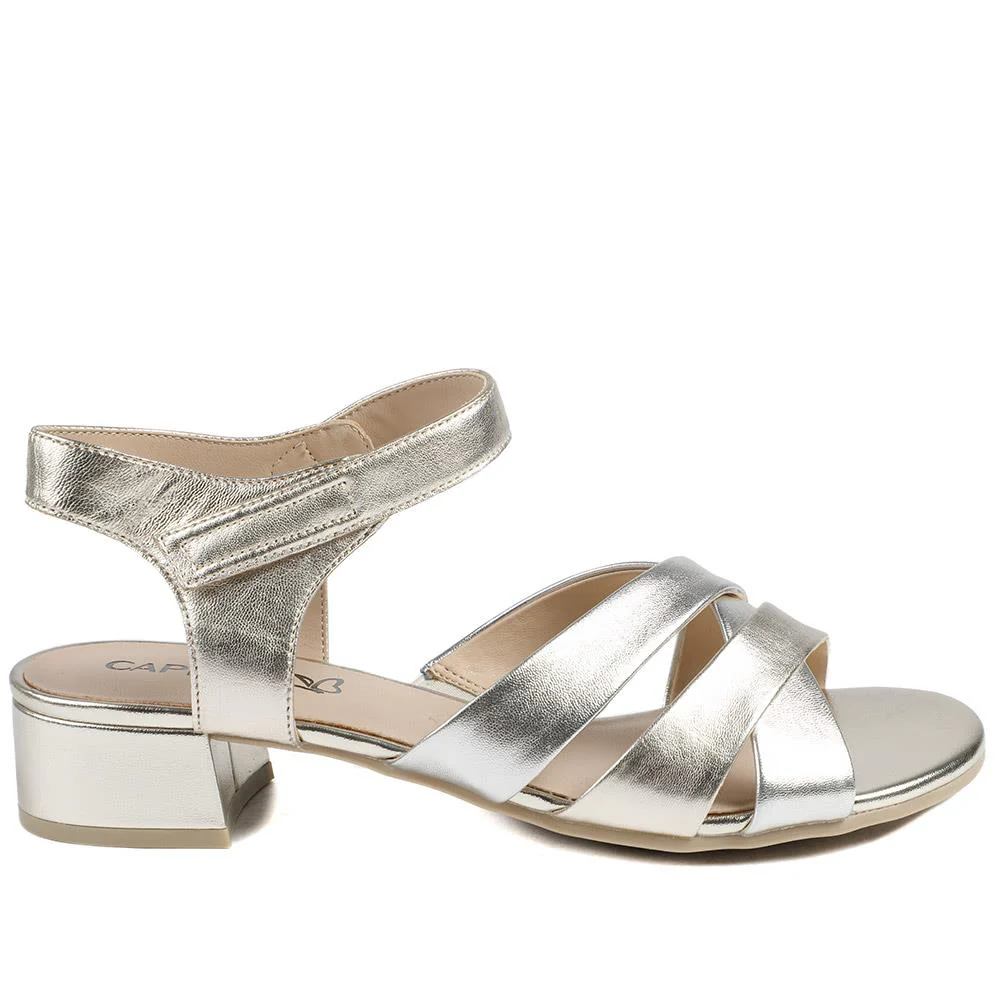 Caprice Leather Adjustable Fasten Heeled Sandals - CAPRI43503 / 328 756 - Gold - Image 3