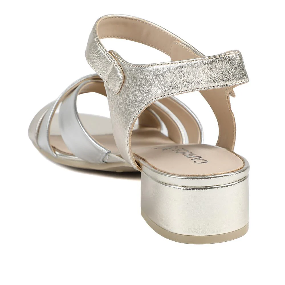 Caprice Leather Adjustable Fasten Heeled Sandals - CAPRI43503 / 328 756 - Gold - Image 4