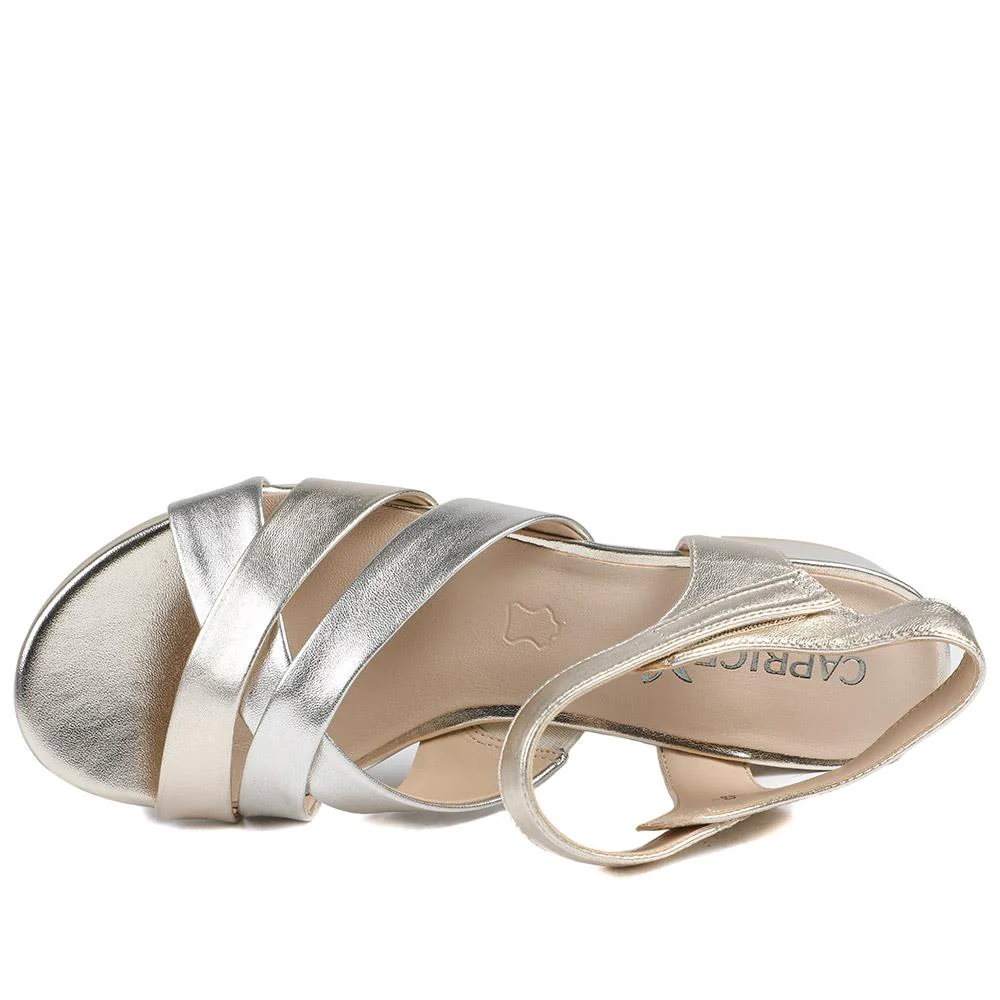 Caprice Leather Adjustable Fasten Heeled Sandals - CAPRI43503 / 328 756 - Gold - Image 5