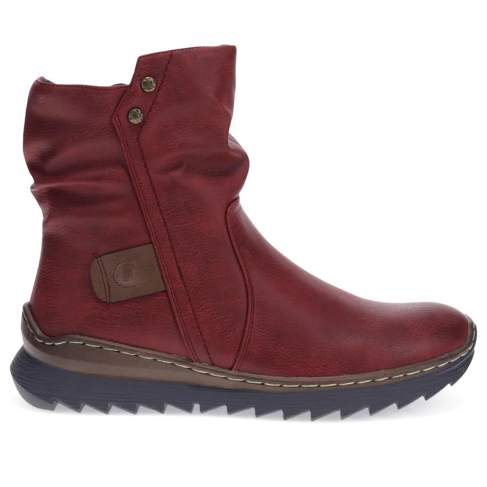 Casual Ankle Boots - PINYI38001 / 324 232 - Burgundy - Image 2