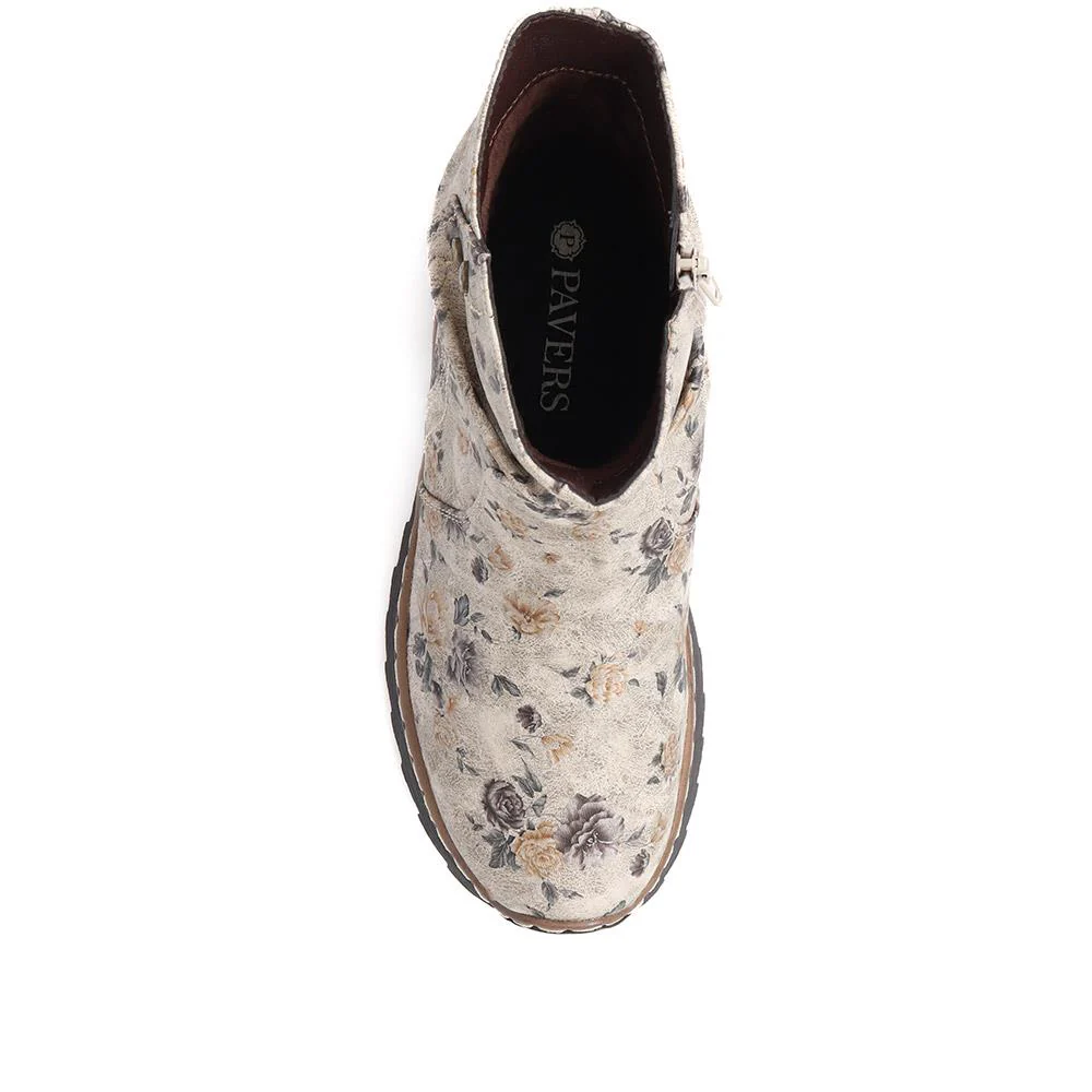 Casual Ankle Boots - PINYI38001 / 324 232 - Grey Floral - Image 5