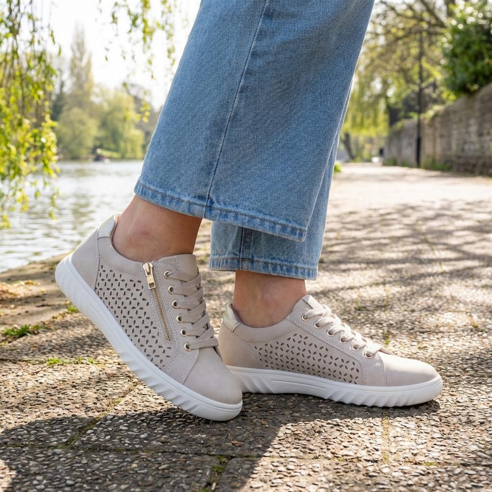 Casual Breathable Zip Trainers - WBINS43091 / 329 174 - Beige - Image 2