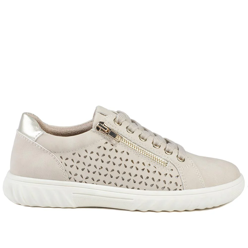 Casual Breathable Zip Trainers - WBINS43091 / 329 174 - Beige - Image 3