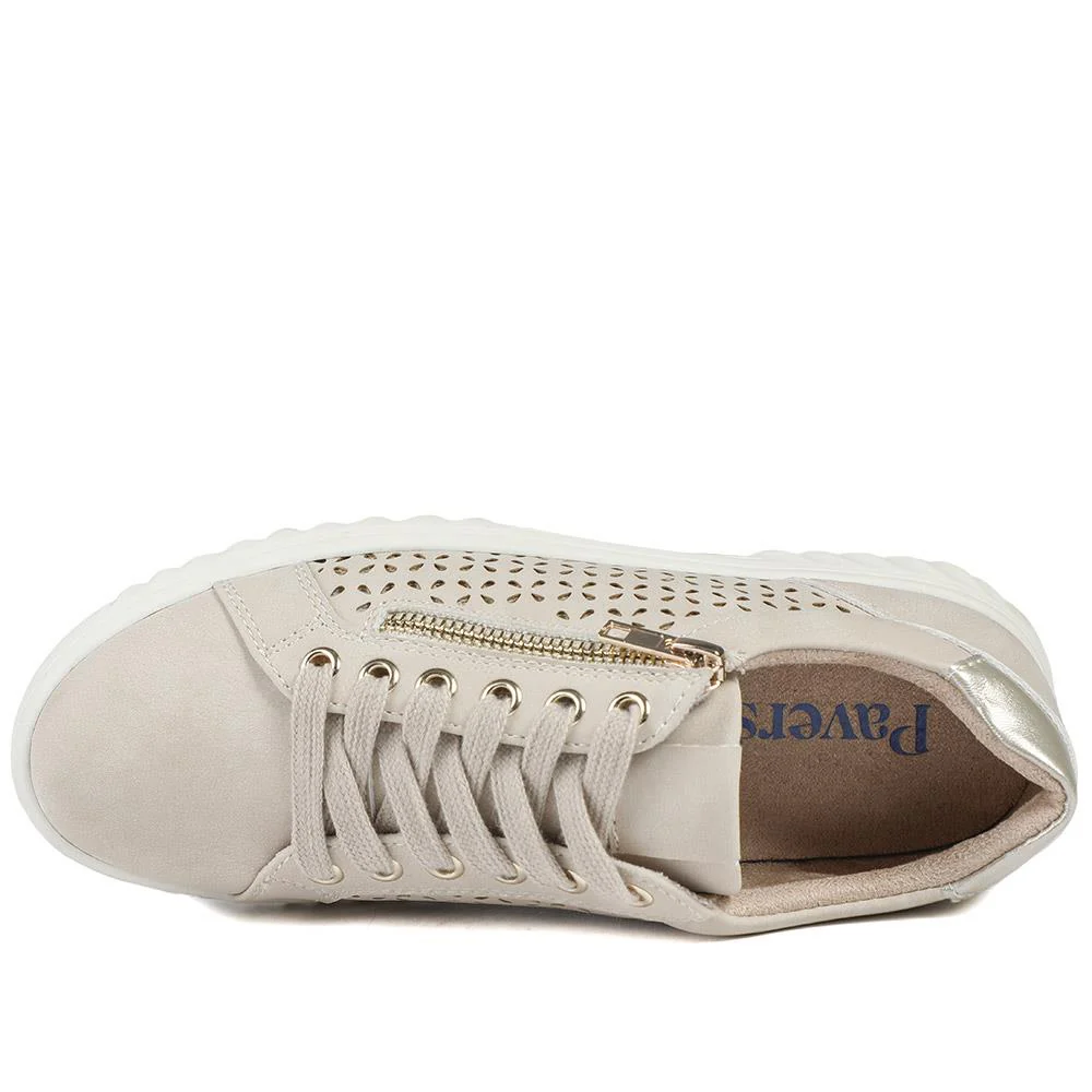 Casual Breathable Zip Trainers - WBINS43091 / 329 174 - Beige - Image 5