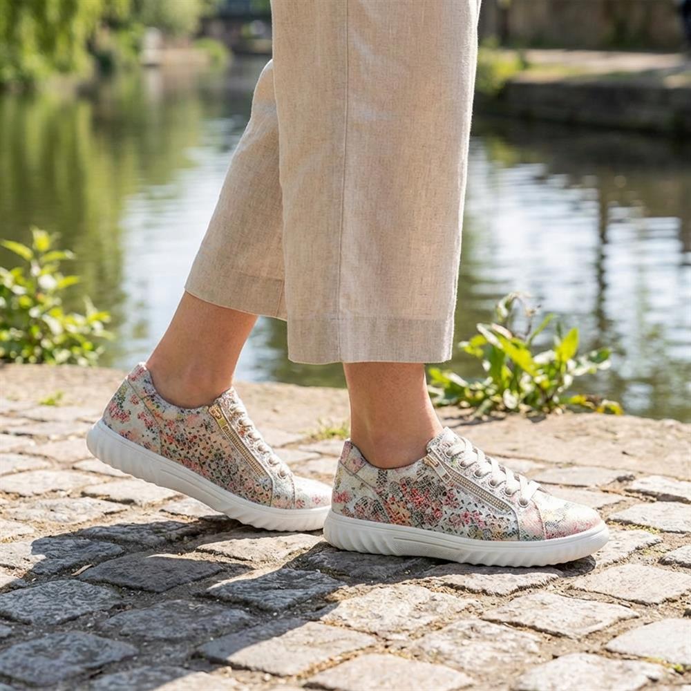 Casual Breathable Zip Trainers - WBINS43091 / 329 174 - Floral - Image 2