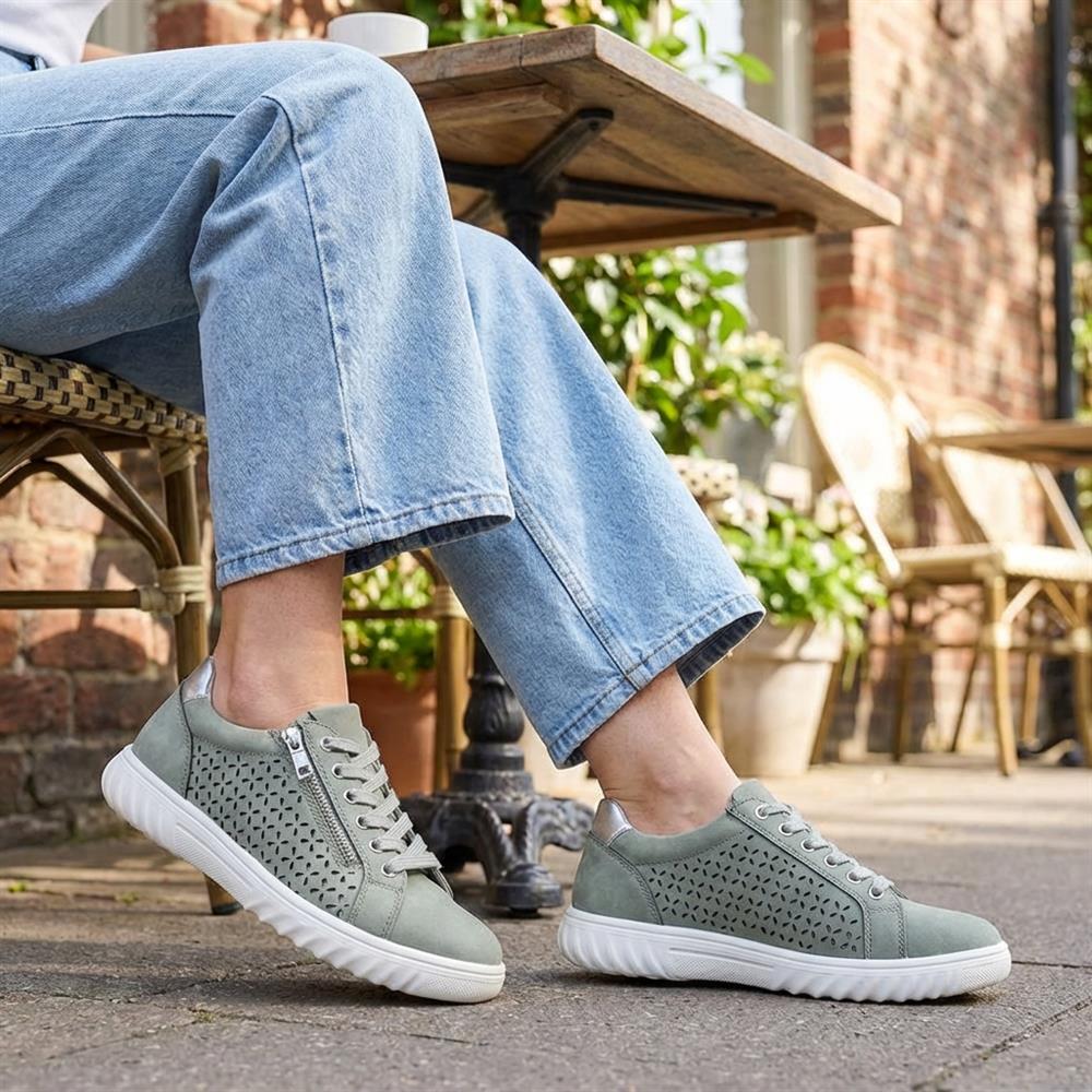 Casual Breathable Zip Trainers - WBINS43091 / 329 174 - Sage - Image 2