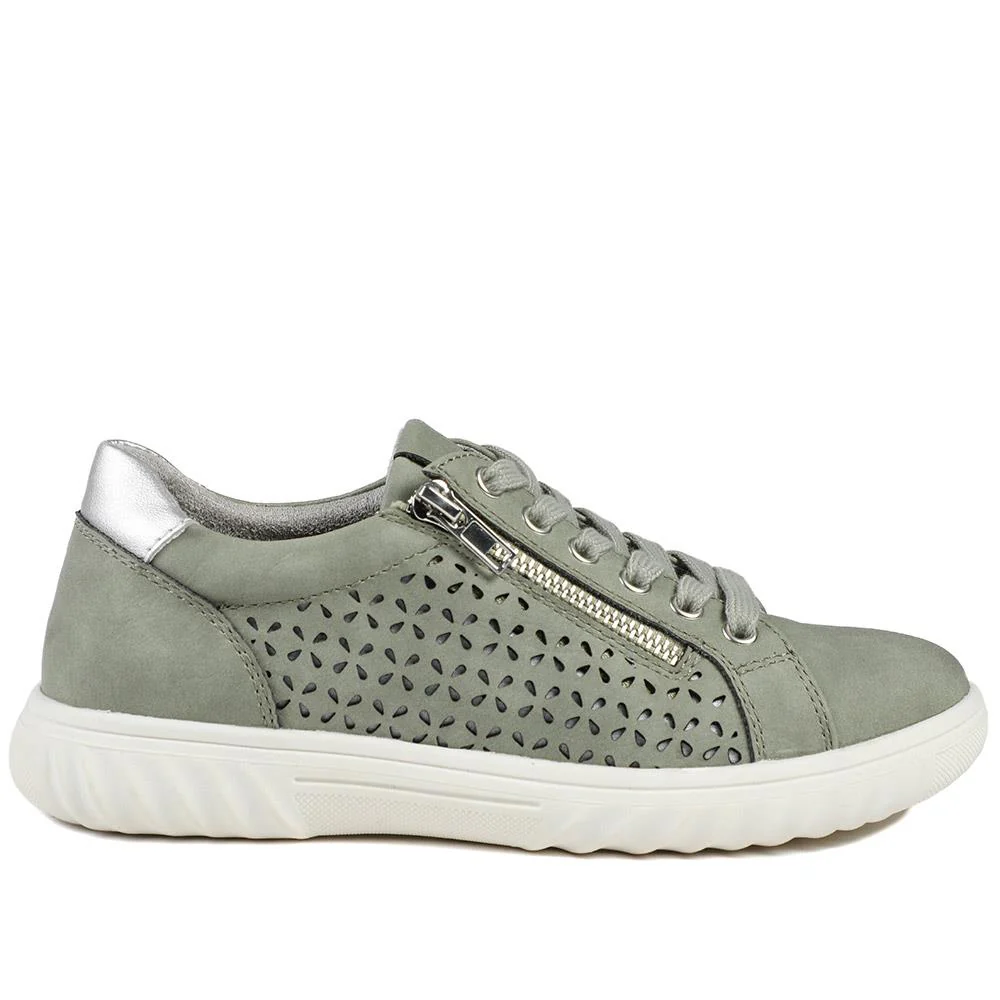 Casual Breathable Zip Trainers - WBINS43091 / 329 174 - Sage - Image 3