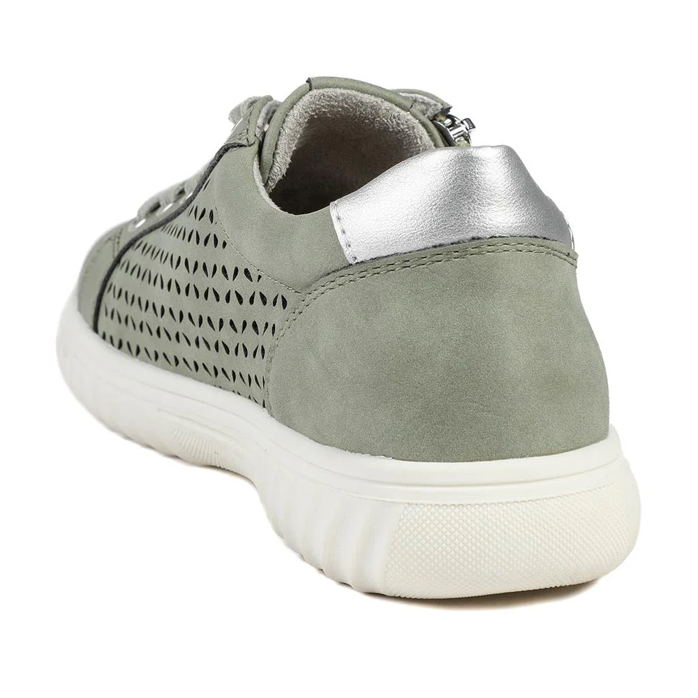 Casual Breathable Zip Trainers - WBINS43091 / 329 174 - Sage - Image 4
