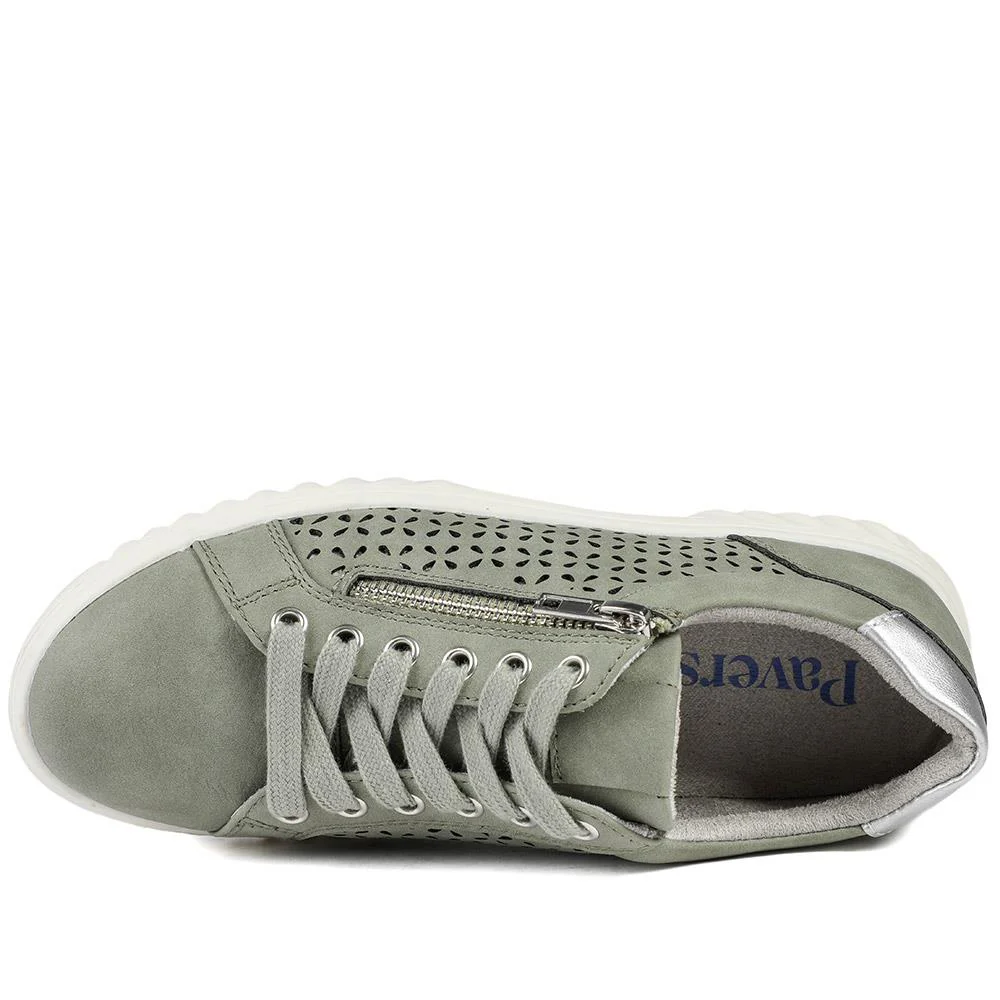 Casual Breathable Zip Trainers - WBINS43091 / 329 174 - Sage - Image 5