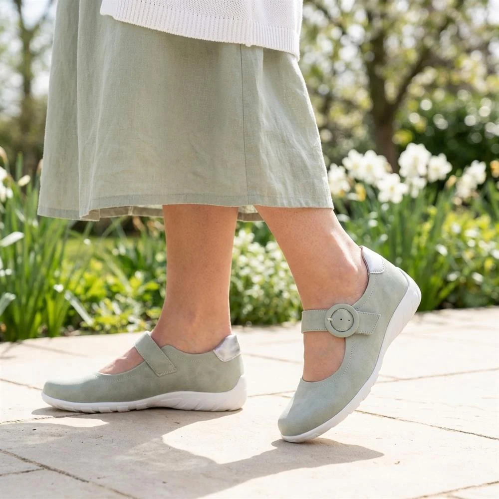 Casual Buckle Fasten Mary Janes - WBINS43015 / 328 824 - Sage - Image 2