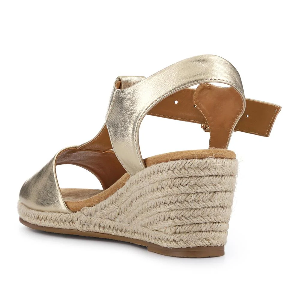 Casual Buckled Espadrilles - WBINS41058 / 327 258 - Gold - Image 3