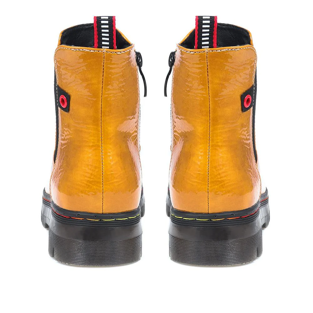 Casual Chelsea Boots - WOIL38009 / 324 131 - Mustard Patent - Image 3