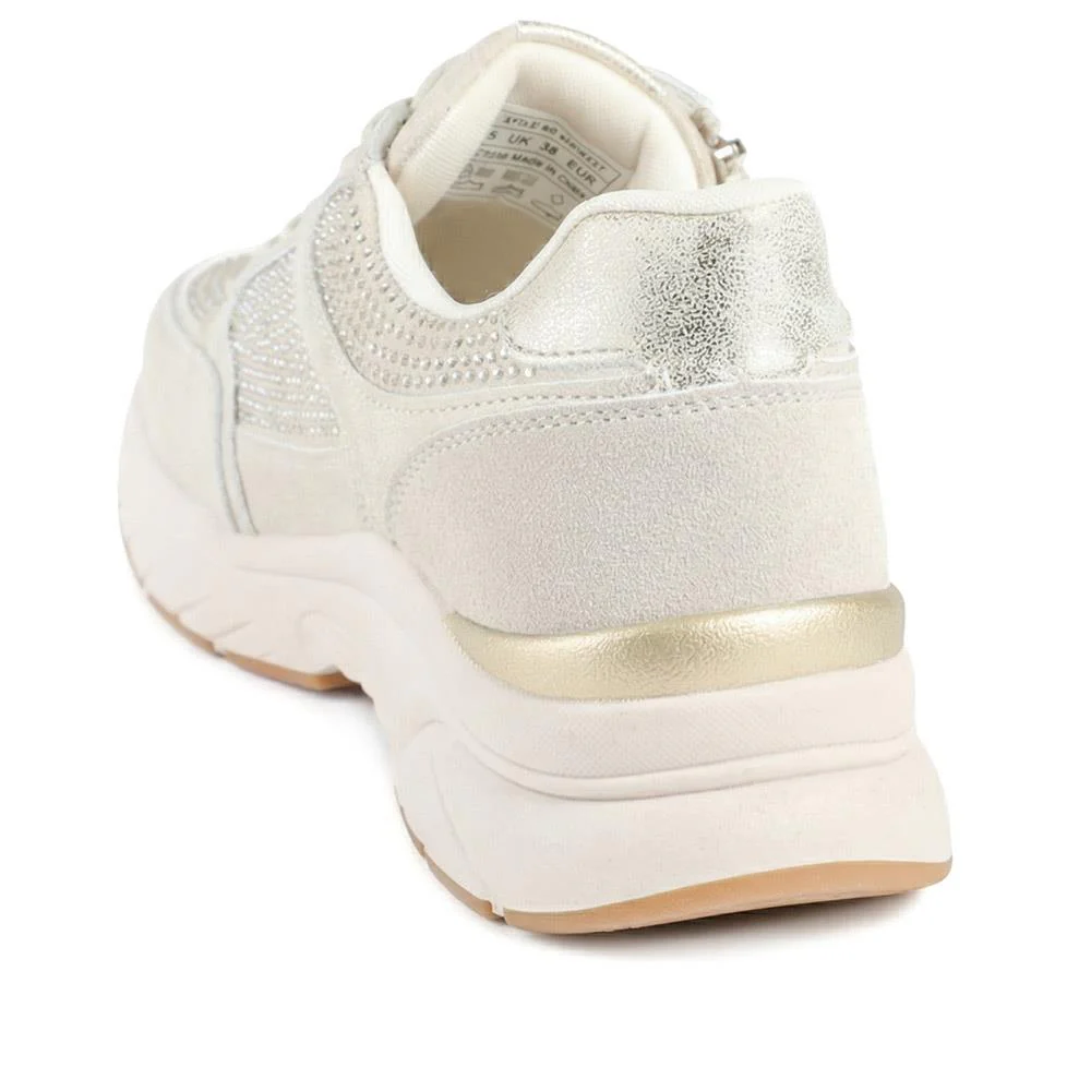 Casual Cushioned Zip & Lace Trainers - WOIL43025 / 329 296 - Beige - Image 3