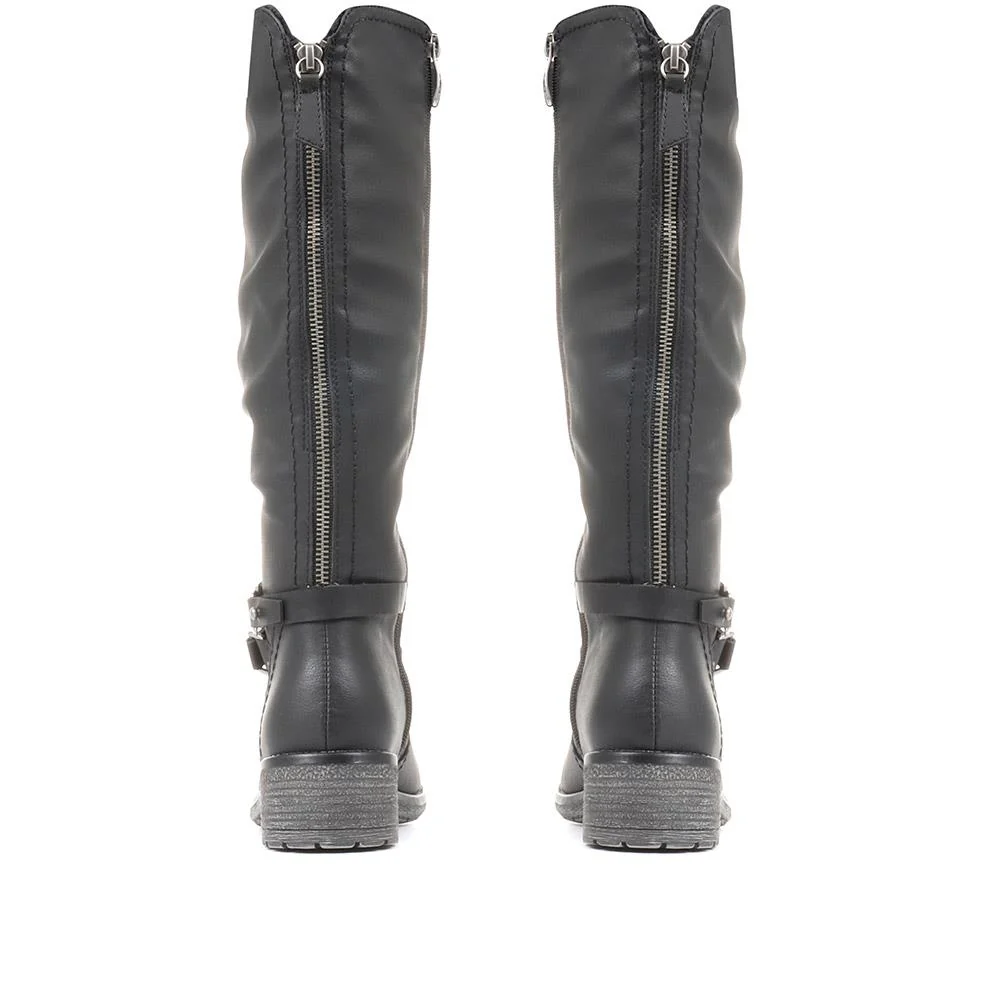Casual Knee High Boots - CENTR34075 / 320 569 - Black - Image 3