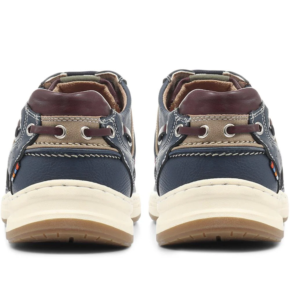 Casual Lace-Up Boat Shoe - CHANG31003 / 317 573 - Navy - Image 2