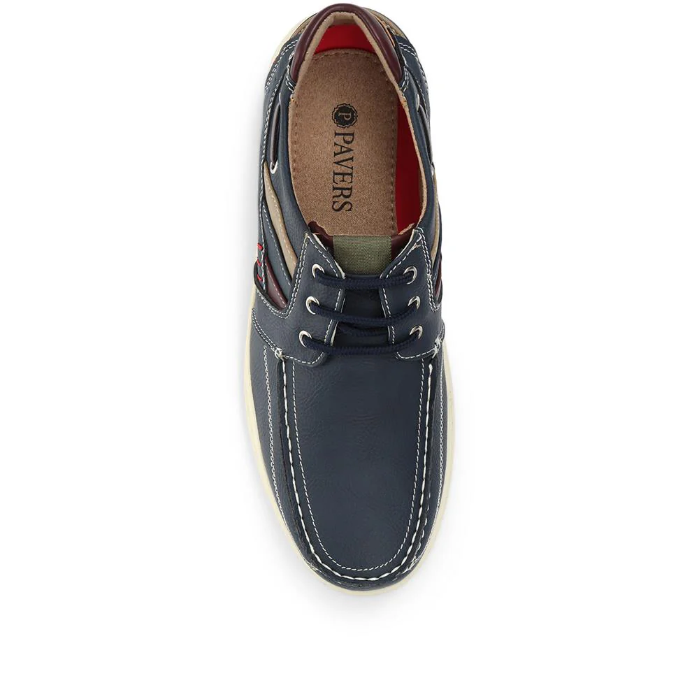 Casual Lace-Up Boat Shoe - CHANG31003 / 317 573 - Navy - Image 3