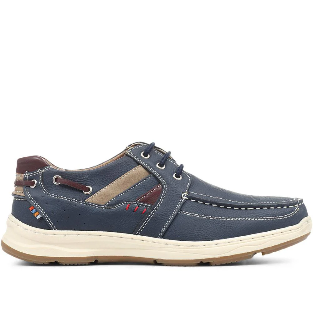 Casual Lace-Up Boat Shoe - CHANG31003 / 317 573 - Navy - Image 4