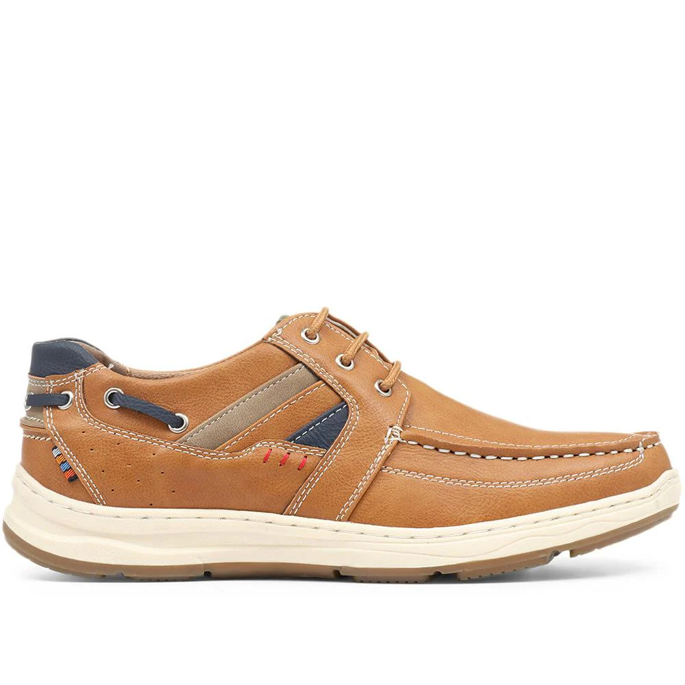 Casual Lace-Up Boat Shoe - CHANG31003 / 317 573 - Tan - Image 2