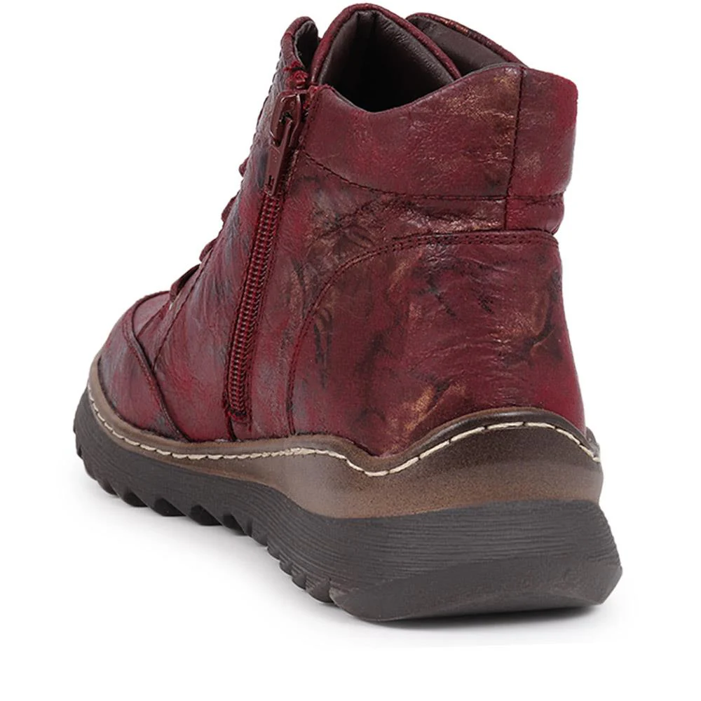 Casual Lace-Up Boots - PINYI40021 / 326 294 - Wine - Image 3
