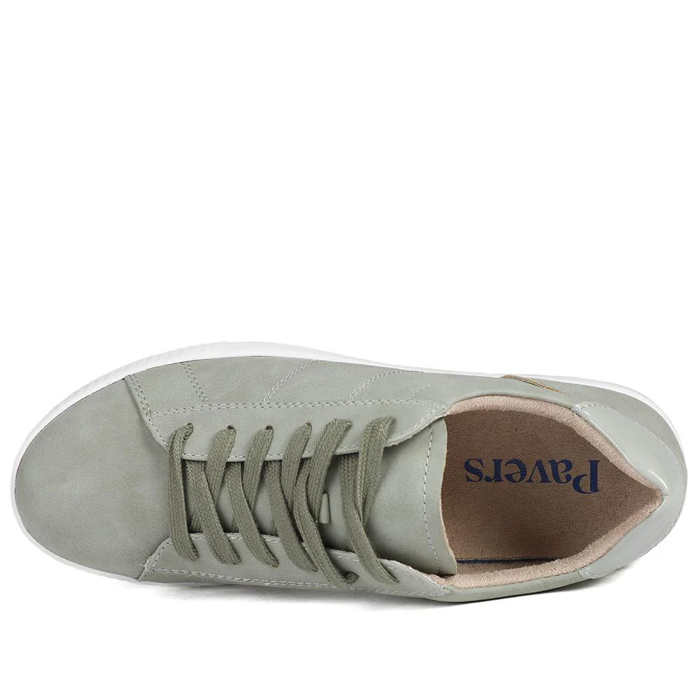 Casual Lace Up Platform Trainers - WBINS43017 / 329 059 - Khaki - Image 5