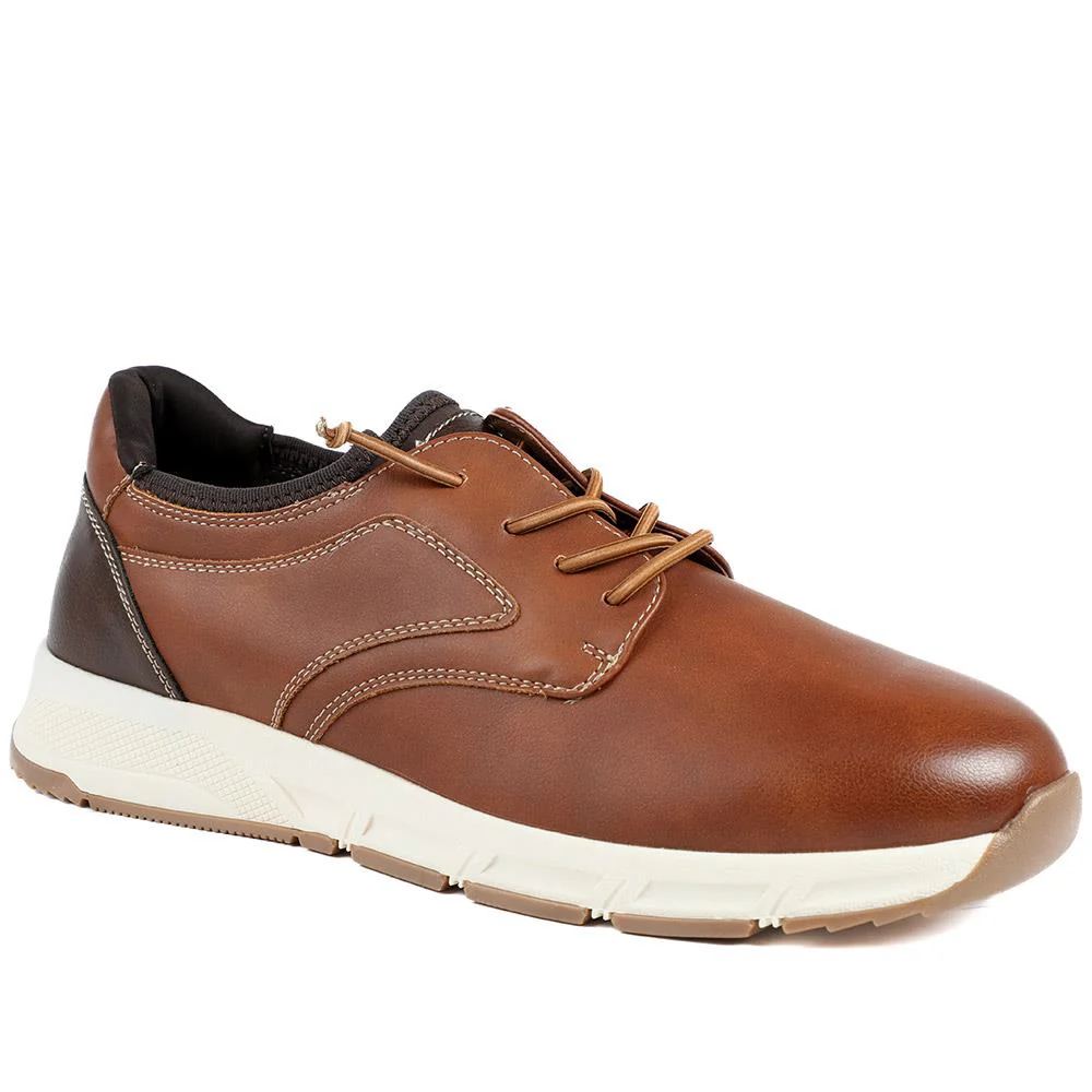 Casual Lace Up Shoes With Grip Sole - WBINS42063 / 327 870 - Tan