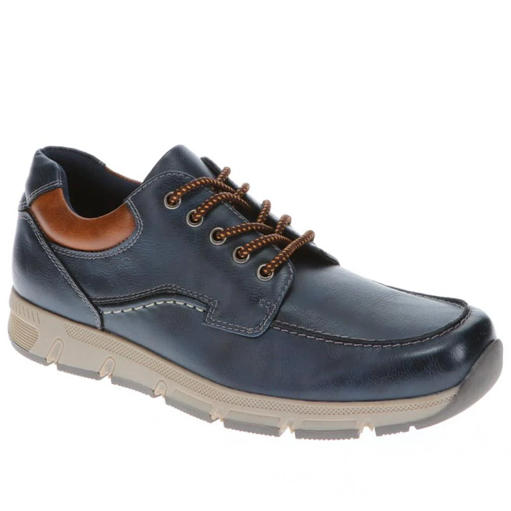 Wide Fit Casual Lace Up Trainers - WBINS40025 / 325 786 - Navy