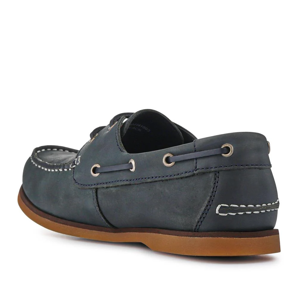 Casual Leather Boat Shoes - SHAFI41003 / 327 098 - Black - Image 3