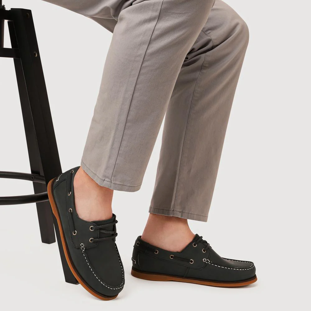 Casual Leather Boat Shoes - SHAFI41003 / 327 098 - Black - Image 5