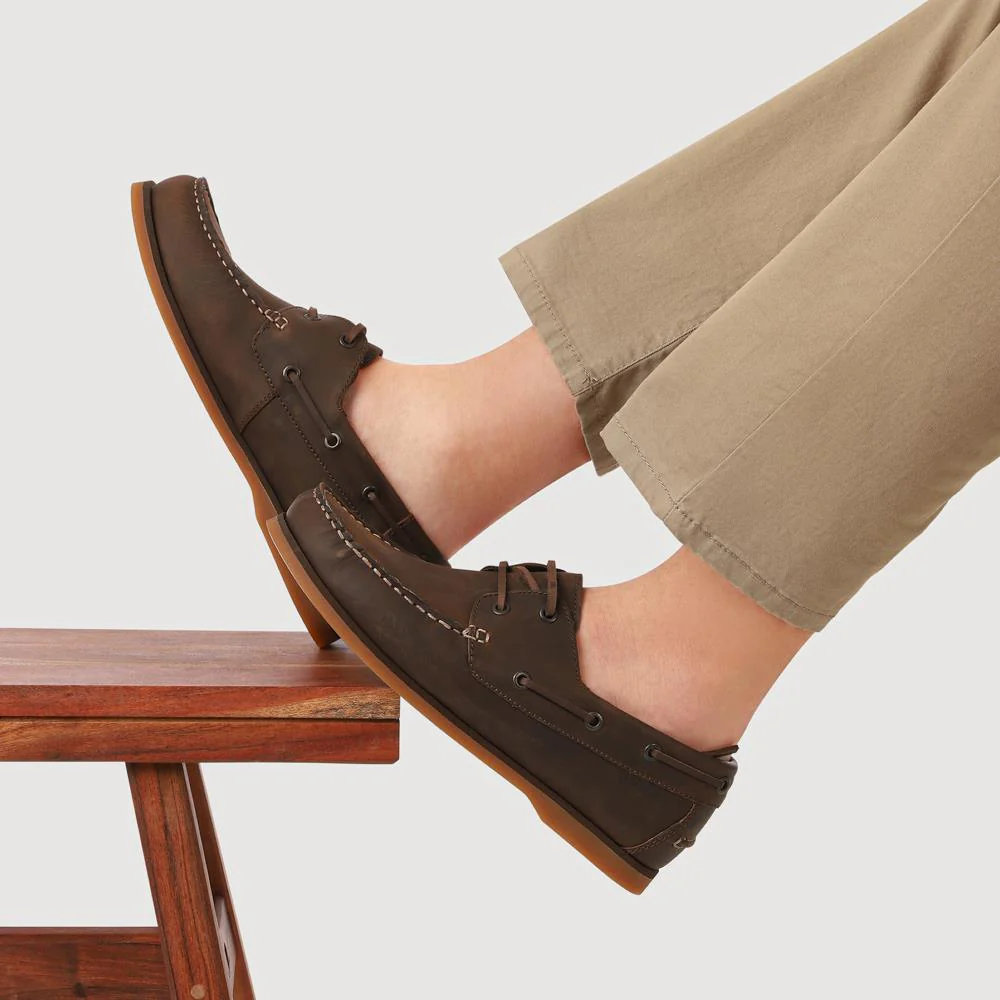 Casual Leather Boat Shoes - SHAFI41003 / 327 098 - Brown - Image 5