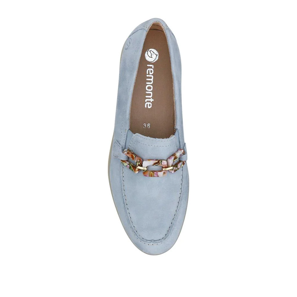 Casual Leather Heeled Loafers - DRS41502 / 326 856 - Blue - Image 4