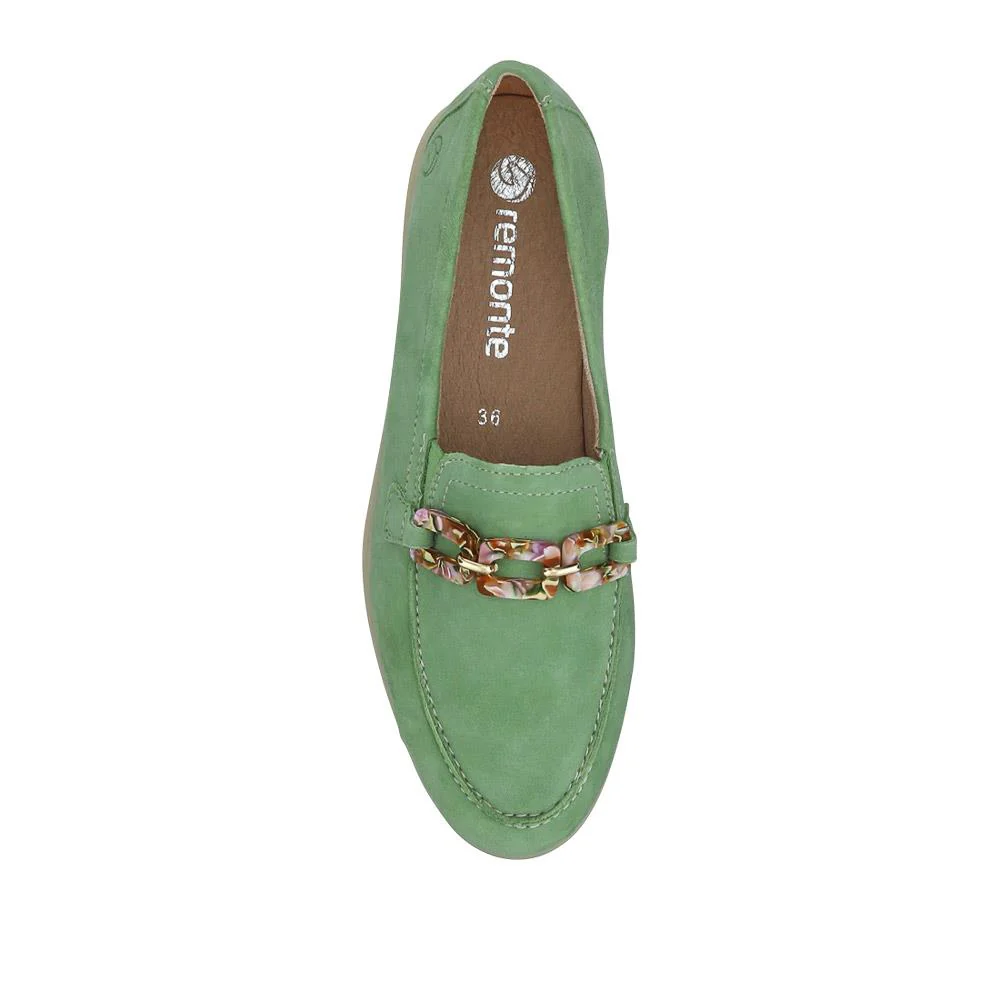 Casual Leather Heeled Loafers - DRS41502 / 326 856 - Green - Image 4