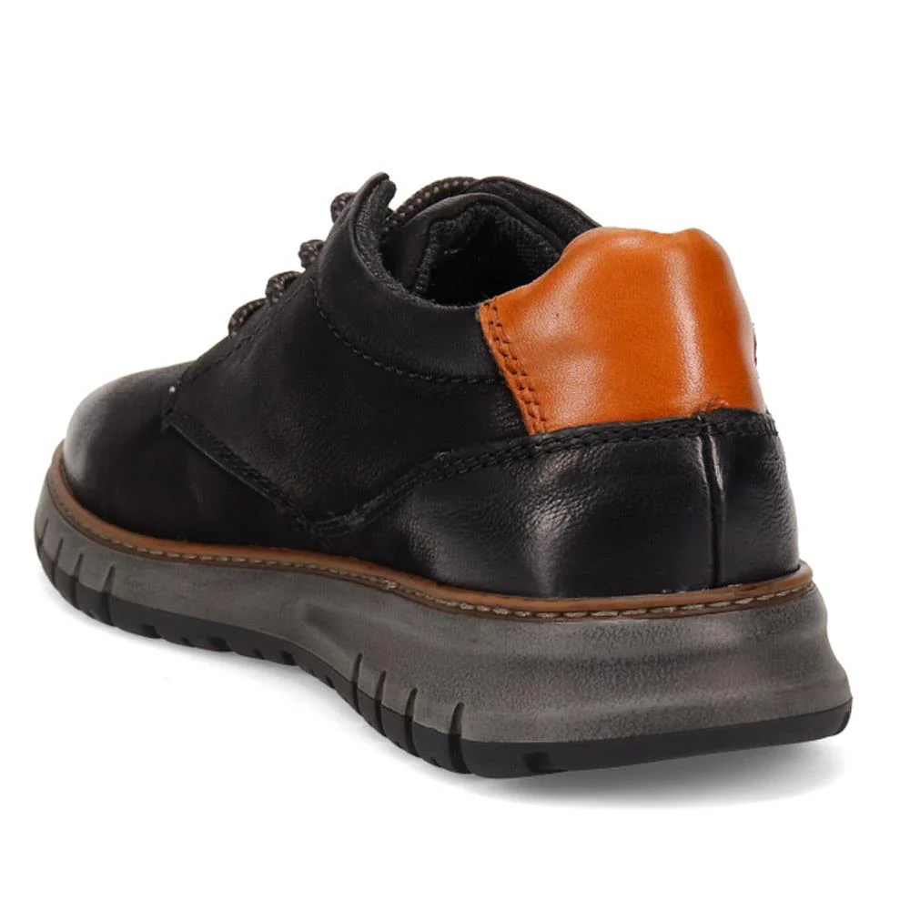 Casual Leather Lace-Up Shoes - BUG40522 / 326 008 - Black - Image 3