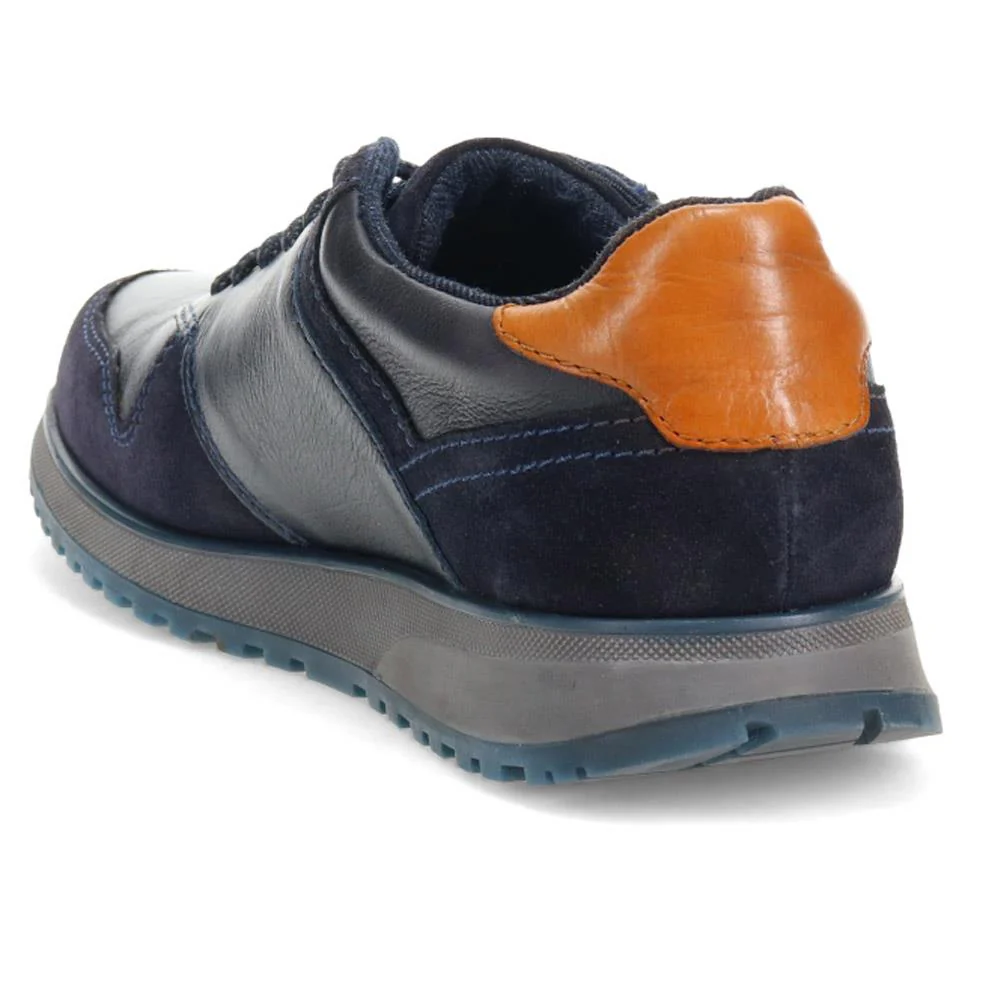 Casual Leather Lace-Up Shoes - BUG40523 / 326 009 - Navy - Image 3