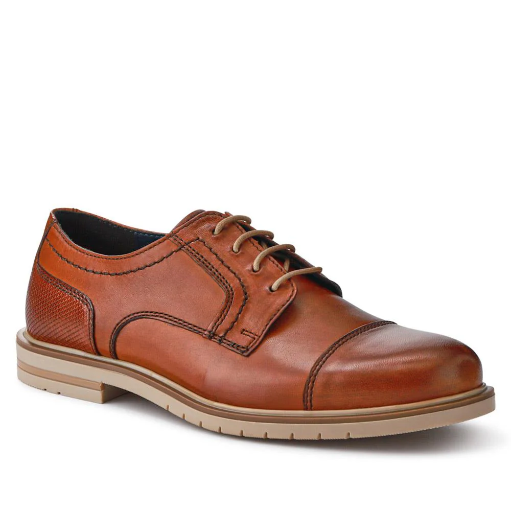 Casual Leather Lace-Up Shoes - ITAR41009 / 327 175 - Cognac