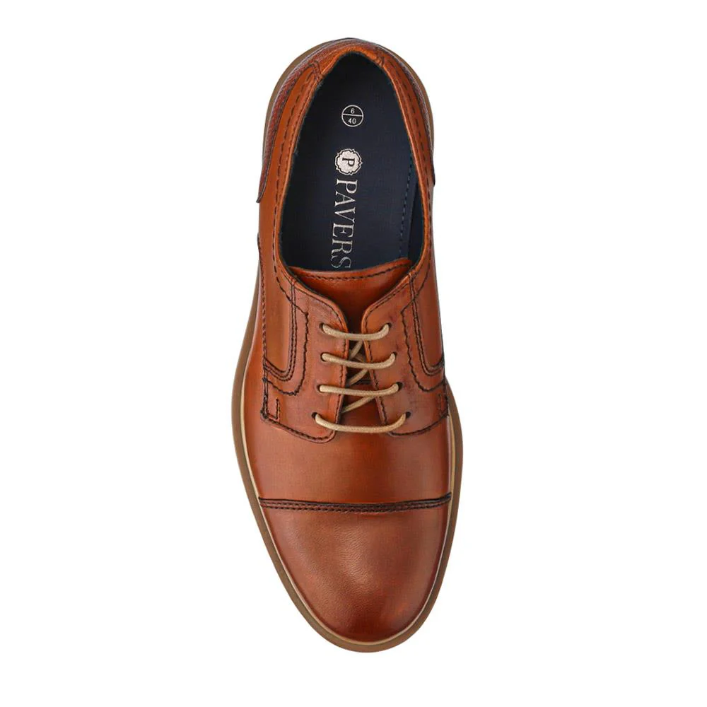 Casual Leather Lace-Up Shoes - ITAR41009 / 327 175 - Cognac - Image 4
