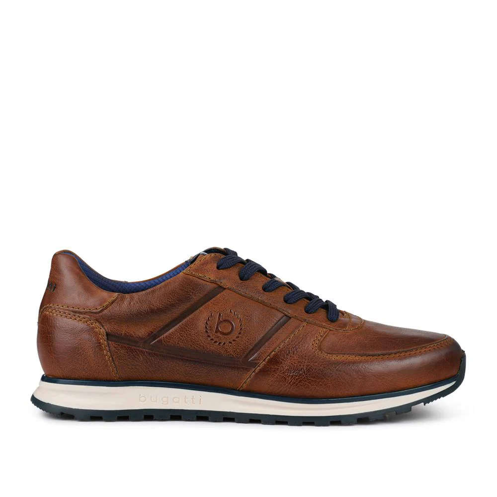 Casual Leather Lace-Up Trainers - BUG42501 / 327 671 - Brown - Image 2